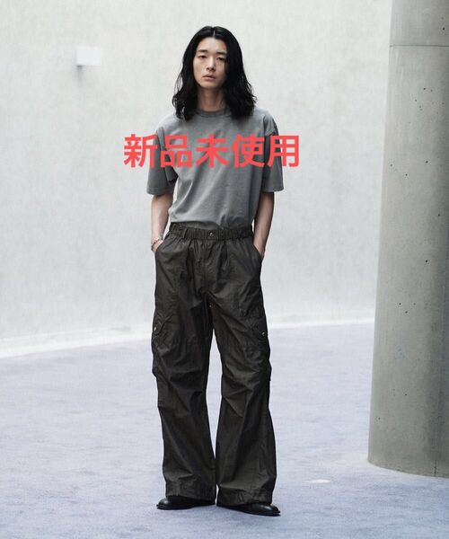 新品 WYM LIDNM C/N WASHER CURVED FLARE WIDE CARGO リドム デニム CLEL HARE