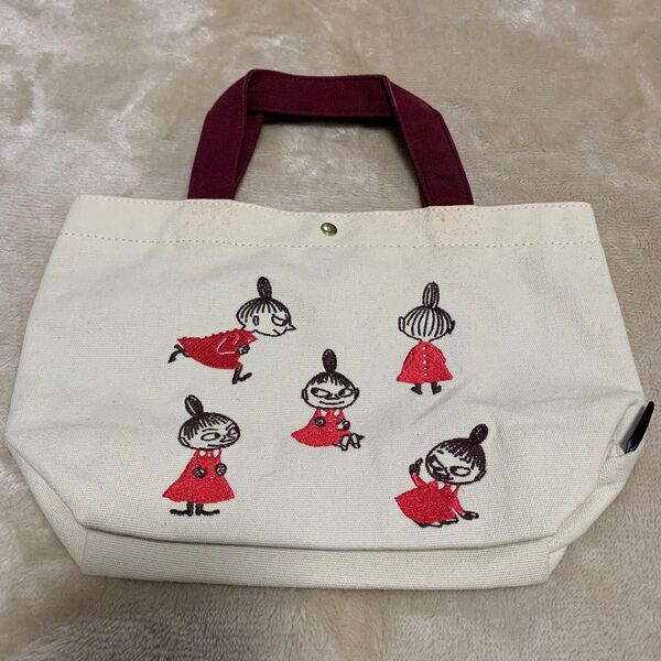 刺繍 ブルーブルーエ×ムーミンコラボ リトルミィ ランチバッグ ミニトートバッグ