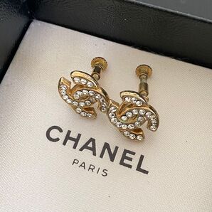 CHANEL シャネル ココマーク ピアス ラインストーン ゴールド ヴィンテージ