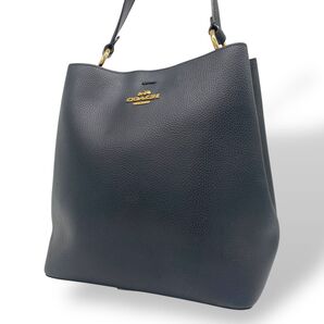 極美品 コーチ ショルダーバッグ 2way モリー バケット シボ革 ブラック 斜め掛け COACH