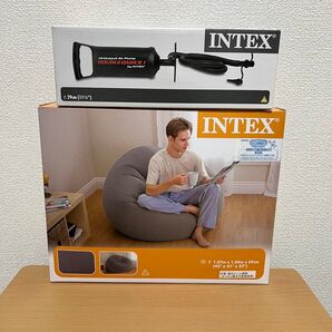 【新品・未開封】INTEX(インテックス) ビーンレスバッグチェアー グレー ソファー 一人掛け