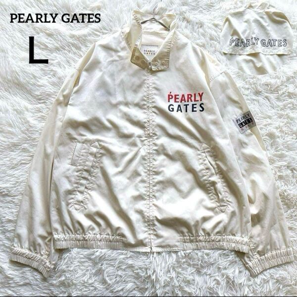 PEARLY GATES パーリーゲイツ ロゴ ナイロンジャケット L ベージュ ゴルフ 撥水加工 パーカー ウィンドブレーカ