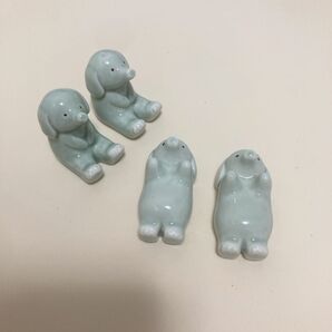 ゾウ 箸置き カトラリーレスト 2種類 4個セット 象 エレファント 陶器 小物 置物