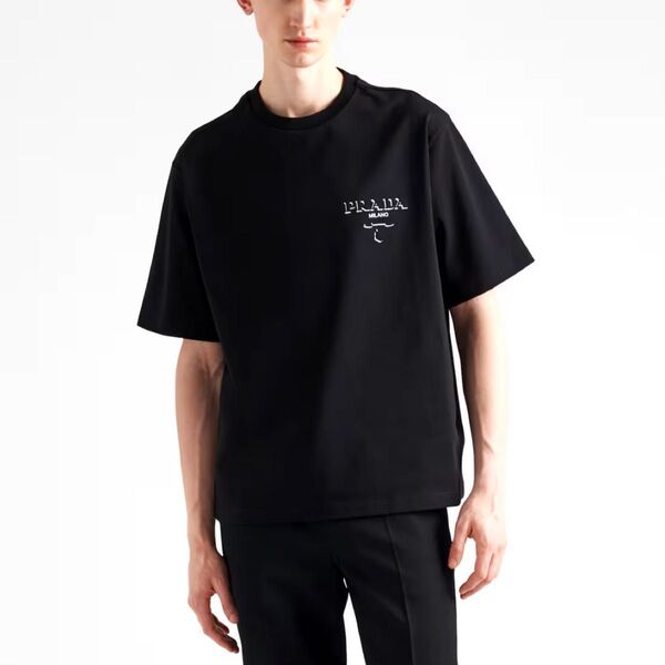 PRADA コットンTシャツ ブラック メンズ