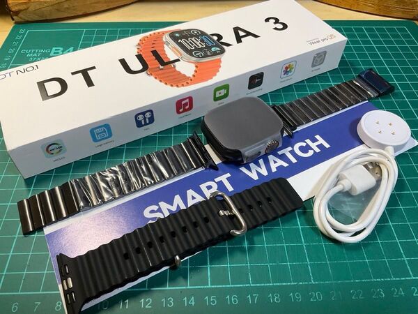DT NO.1社製 DT ultra 3 pro 49mmスマートウォッチ ブラックバージョン ステンレス金属バンド付