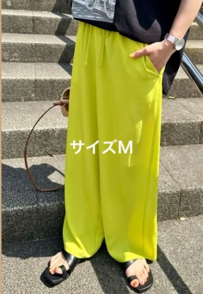 新品 カラーパンツ ワイドパンツ しまむら mayo サイズM きいろ