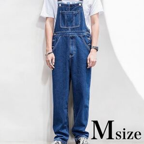 オーバーオール サロペット メンズ デニム ブルー M つなぎ 作業着 オールシーズン 綿
