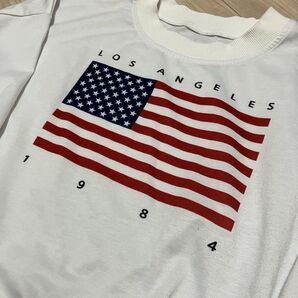 LOS ANGELES アメリカ国旗 ロンT 白Tシャツ 古着 長袖 トレーナー ホワイト