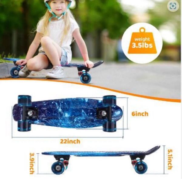 新品 ミニスケートボード LEDホイール付き 6〜12歳の子供向け初心者
