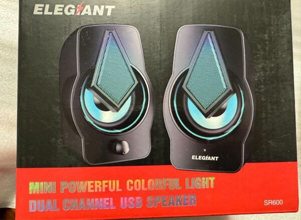 新品 ELEGIANT PCスピーカー2.0 LEDライト付き