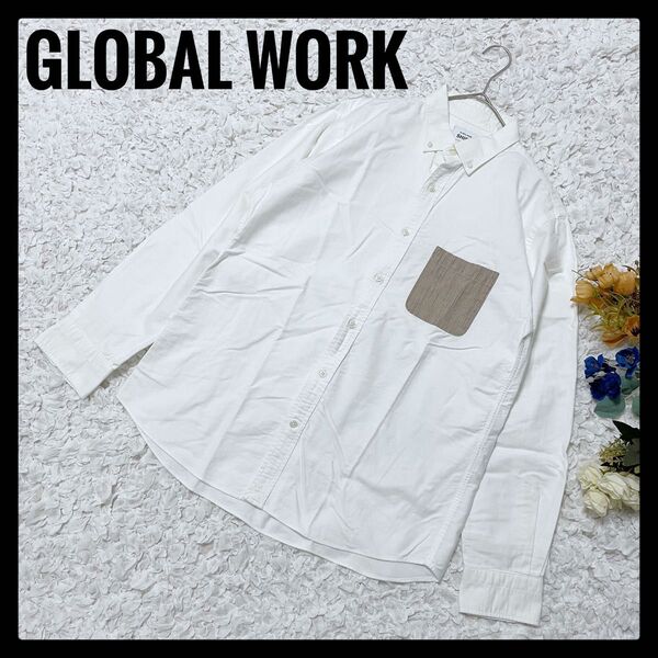 GLOBAL WORK グローバルワーク バンドカラーシャツ 綿100%