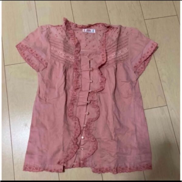半袖 ブラウス ピンク