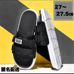 27㎝ ブラック サンダル シャワーサンダル スポーツ フラット スリッパ 黒 スリッパ サンダル 海 プール スピード発送