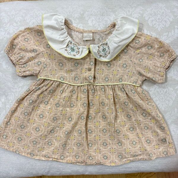 tete a tete トップス ベビー 襟付き シャツ 花柄 ピンク