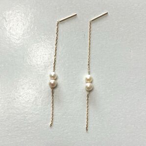 K18YG あこや真珠 アメリカンピアス