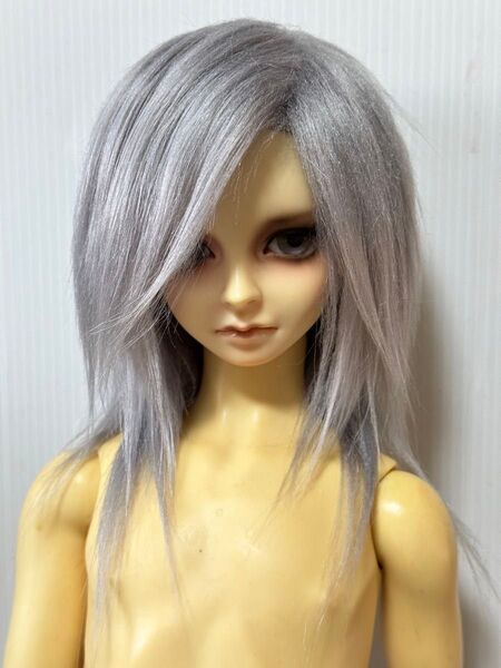 SDドール 9インチ ボアウィッグ シルバーグレー襟足切替え