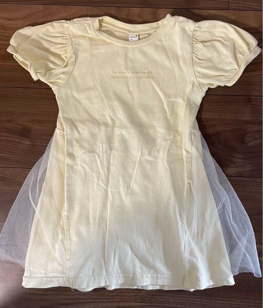 チュール付きTシャツワンピース 90cm イエロー アプレレクール