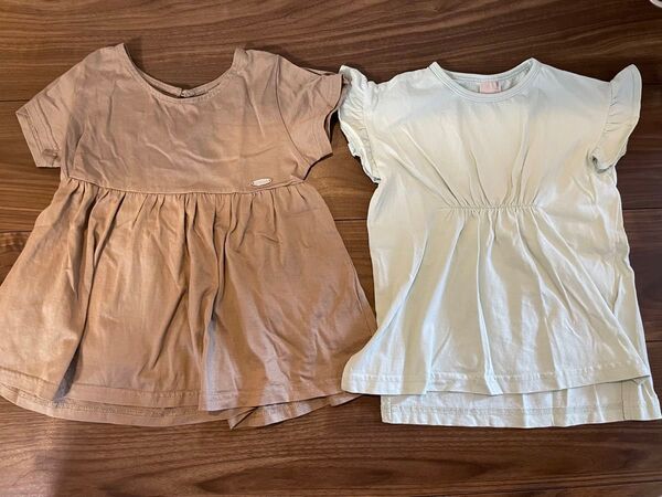 プティマイン 半袖カットソー チュニック カットソー Tシャツ2枚セット petit main 100