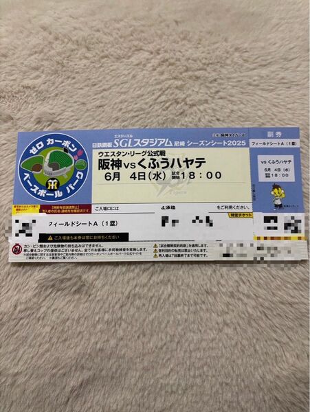 6月4日 阪神タイガース SGLスタジアム 1枚