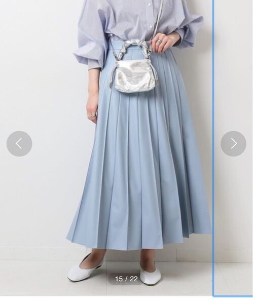 Spick&Span フェイクレザープリーツスカート ブルー レザー プリーツ ロングスカート ブルー