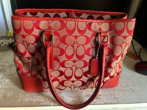 COACH コーチ シグネチャートートバッグ レッド