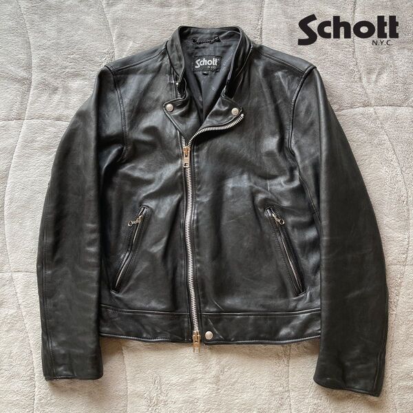 美品 Schott ショット ライダース フリークスストア別注 ダブルブレスト ラムレザー 羊革