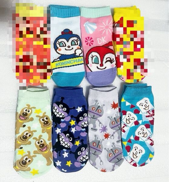 アンパンマンキャラクターの靴下8足セット 23-25cm 保育士さんにおすすめ!