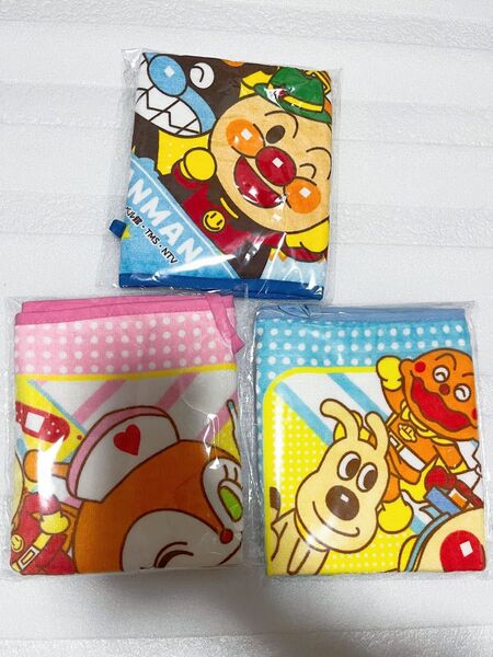 9種類選べる&バラ売りOK 入園準備 新品アンパンマンループタオル ハンドルタオル3枚 顔型タオル