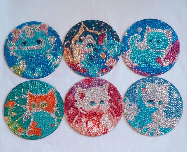 ダイヤモンドアート ハンドメイド コースター 猫