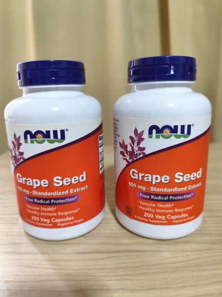 ② NOW グレープシード ブドウ種子 100mg 200カプセル 2個セット 育毛 ピクノジェノール 同種成分