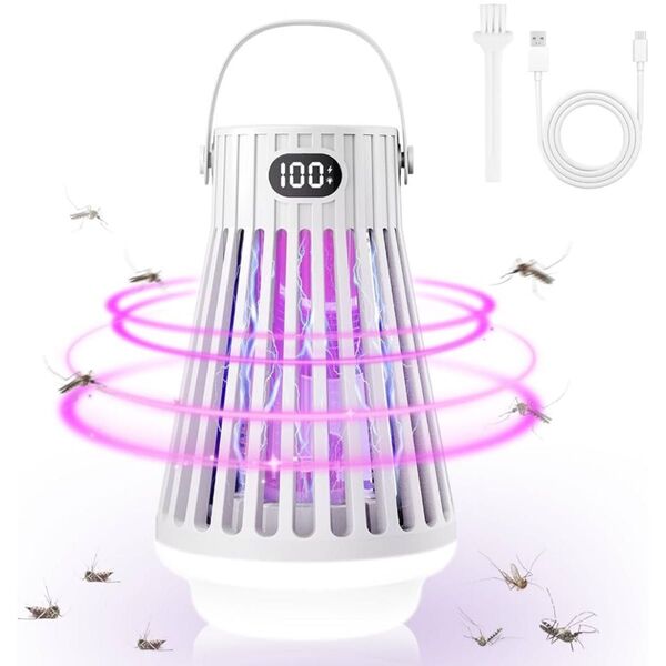 電撃殺虫器 コバエ取り 虫除け 捕虫器 電気蚊取り器 殺虫機 LED誘虫灯 LEDランプ照明灯付き 大容量3000mAh