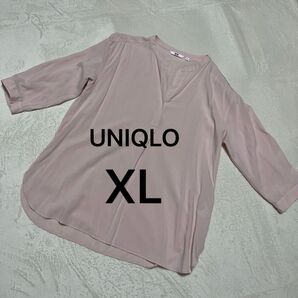 UNIQLO ユニクロ XL レーヨンスキッパー ブラウス 七分袖 ピンク
