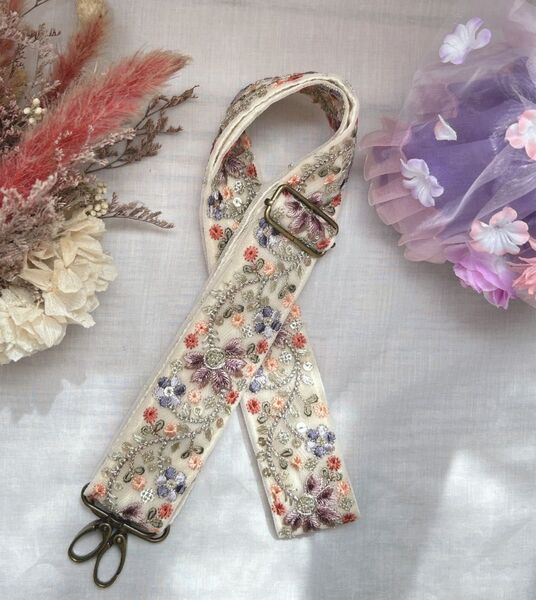 インド刺繍リボン ショルダーストラップ