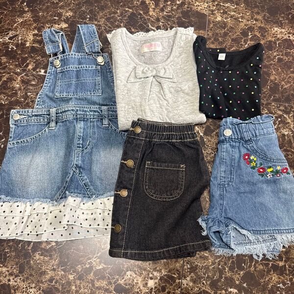 95cm 5枚 まとめ売り 女の子 子供服 デニム トップス
