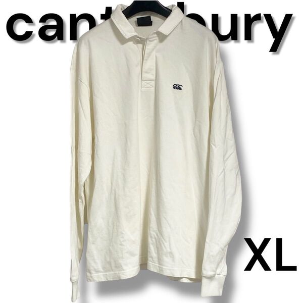 希少 canterbury カンターベリー ラガーシャツ XL ホワイト 長袖 コットン100%