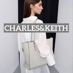 【CHARLES&KEITH】クラシックダブルハンドル トートバッグ グレー