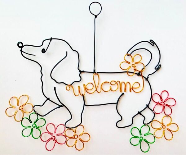 ワイヤークラフト welcome お花 ダックス ワイヤーアート