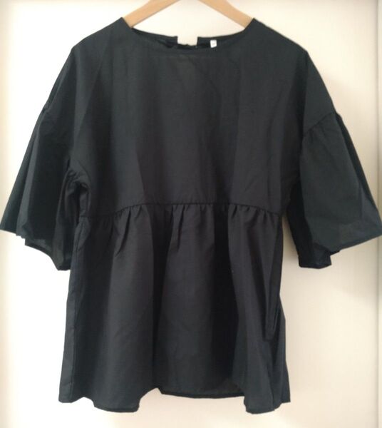 coca バックリボン ペブラム ブラウス Black コカ