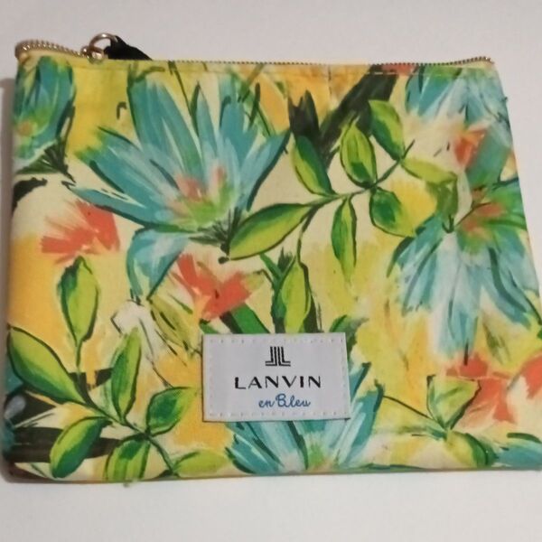 LANVIN en Bleu フラットポーチ 花柄 イエロー 未使用品