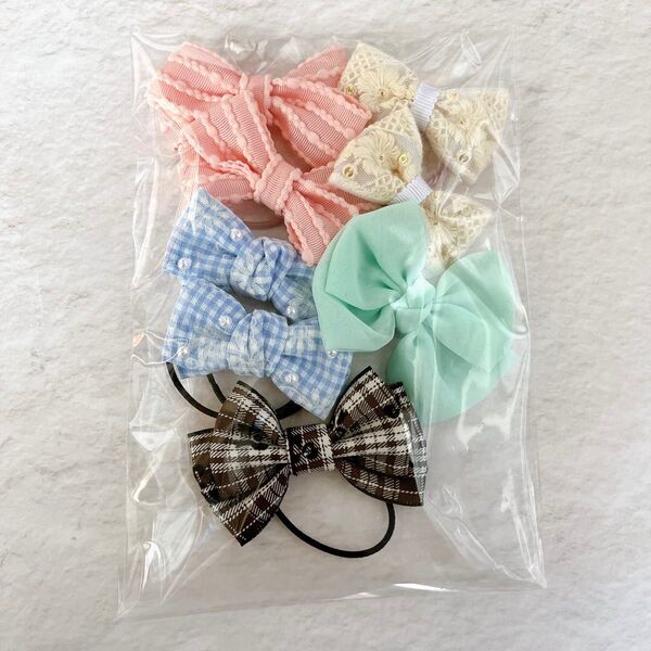 ハンドメイドキッズリボンヘアゴムまとめ売り 韓国生地 シフォン インド刺繍リボン