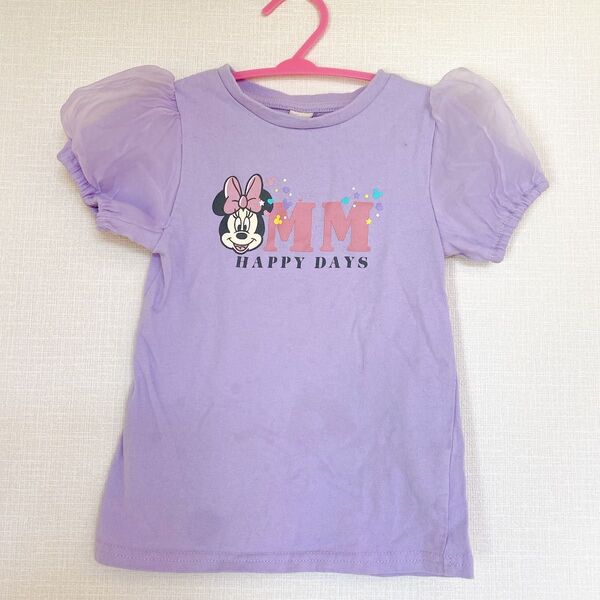 【匿名配送】【110cm】ミニー 半袖 Tシャツ 子供 キッズ トップス 紫 パープル 半袖Tシャツ カットソー 女の子