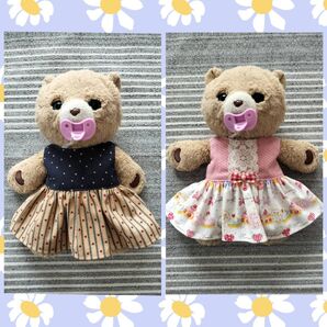 ハンドメイド 抱っこしてネルン だっこしてネルン ネルンちゃん 服 ワンピース セット りぼん くまさん ねこさん うさぎさん ①