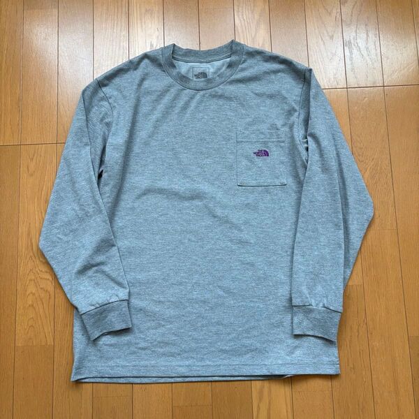ノースフェイス THE NORTH FACE 胸ポケット長袖Tシャツ グレーM ロンT NT62003X パープルレーベル