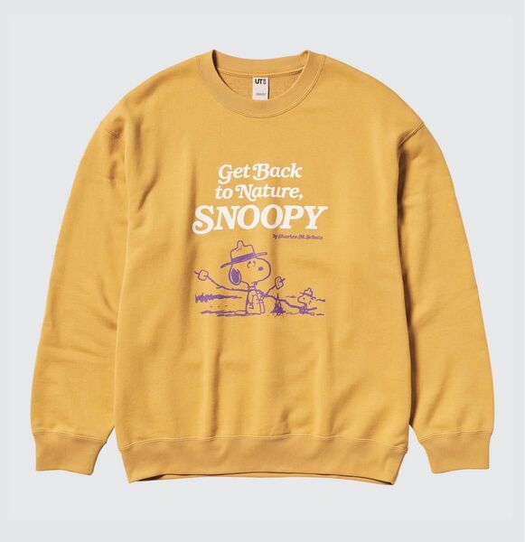 ユニクロ ピーナッツ ヴィンテージ ブックス スウェットシャツ イエロー XL