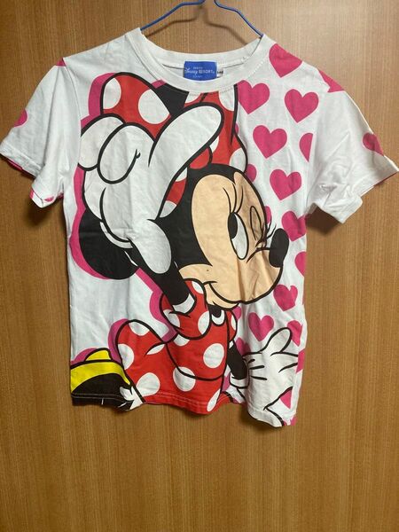 ミニーマウス Tシャツ ホワイト/ピンク ハート柄 140 キッズ 子供服 女の子