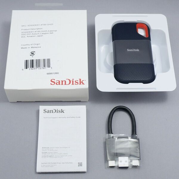 SanDisk Extreme V2 4TB USB3.2(Gen2) ポータブルSSD 防滴 耐振 耐衝撃
