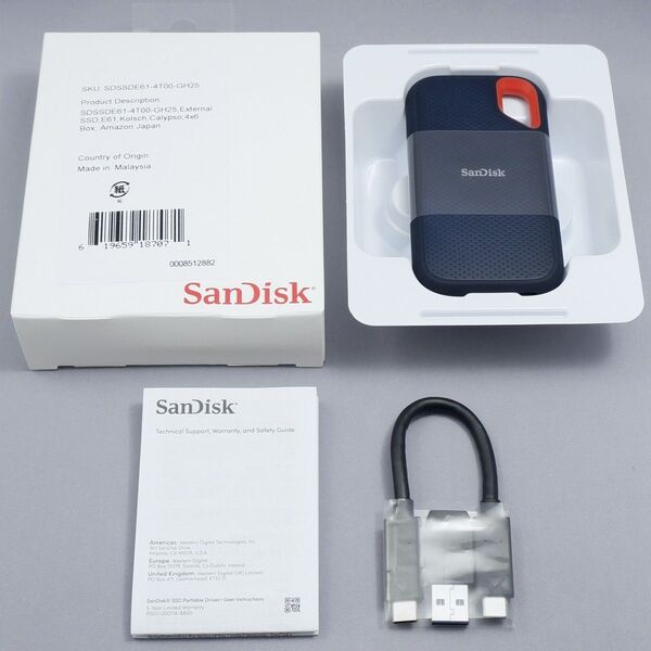 SanDisk Extreme V2 4TB USB3.2(Gen2) ポータブルSSD 防滴 耐振 耐衝撃