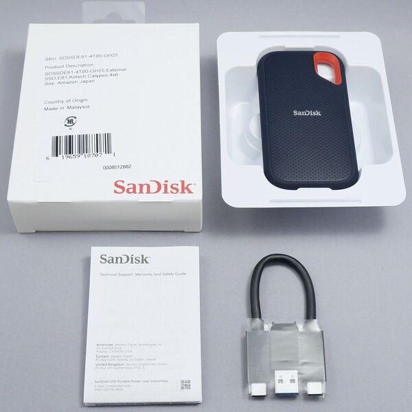 SanDisk Extreme V2 4TB USB3.2(Gen2) ポータブルSSD 防滴 耐振 耐衝撃