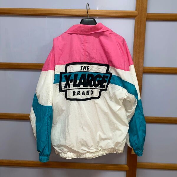 X-LARGE ナイロンジャケット ピンク×白×青