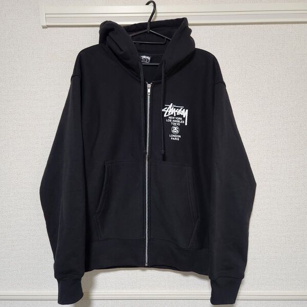 STUSSY ステューシー WORLD TOUR ZIP HOOD パーカー フーディ トップス ジップパーカー ブラック
